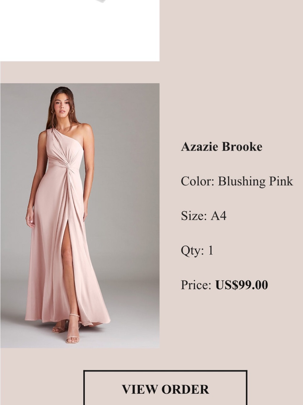 Azazie Blush One-Shoulder Chiffon Gown